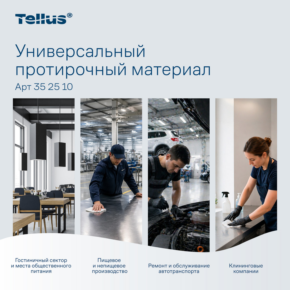 Tellus Универсальный протирочный материал с центральной вытяжкой, 1-сл., белый