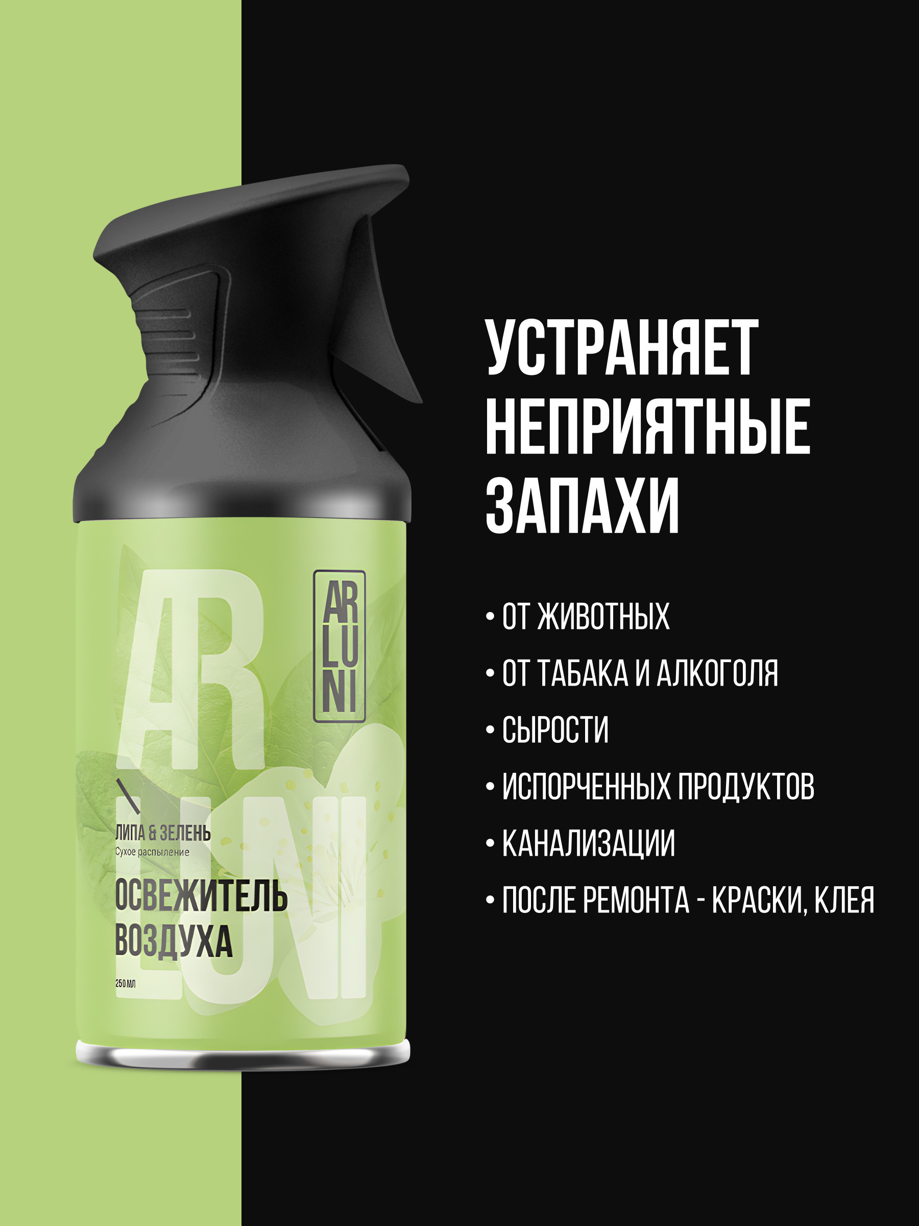ARLUNI освежитель воздуха Ароматизация, аромат липа, зелень 250 мл