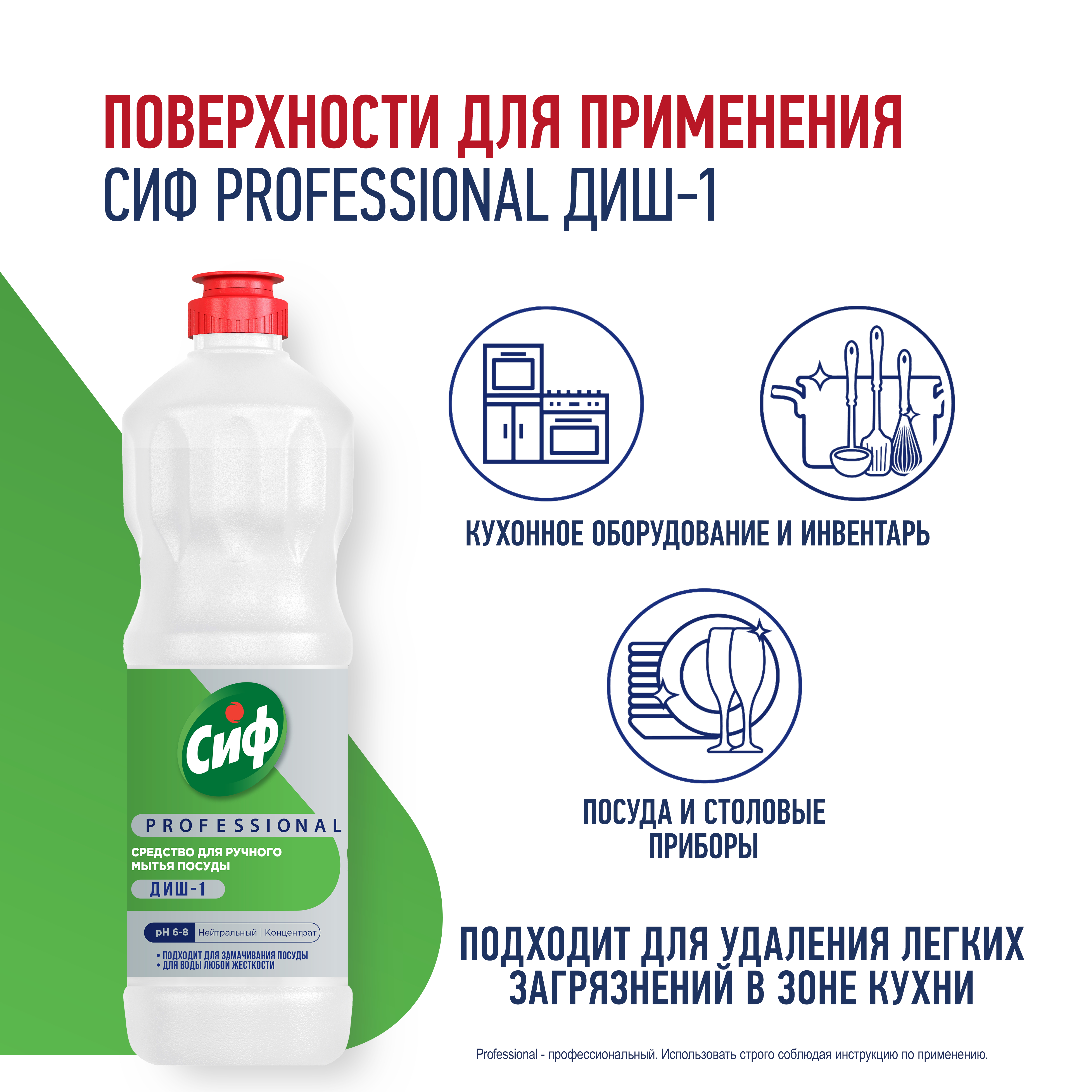 СИФ PROFESSIONAL ДИШ-1 СРЕДСТВО ДЛЯ РУЧНОГО МЫТЬЯ ПОСУДЫ 12Х1Л           