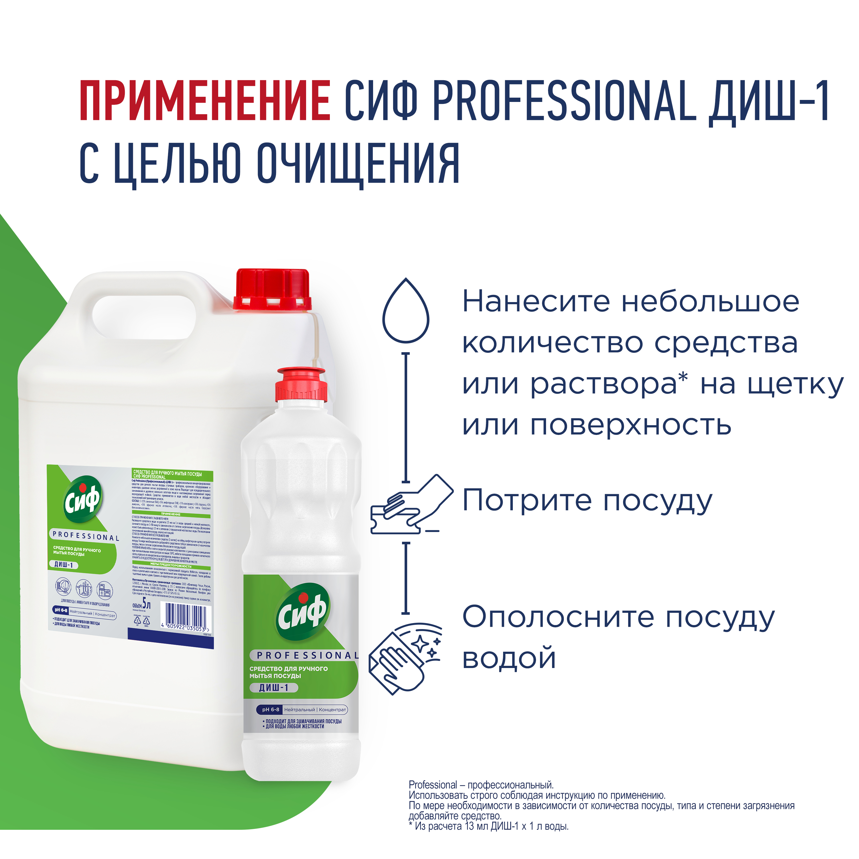  СИФ PROFESSIONAL ДИШ-1 СРЕДСТВО ДЛЯ РУЧНОГО МЫТЬЯ ПОСУДЫ 2Х5Л      