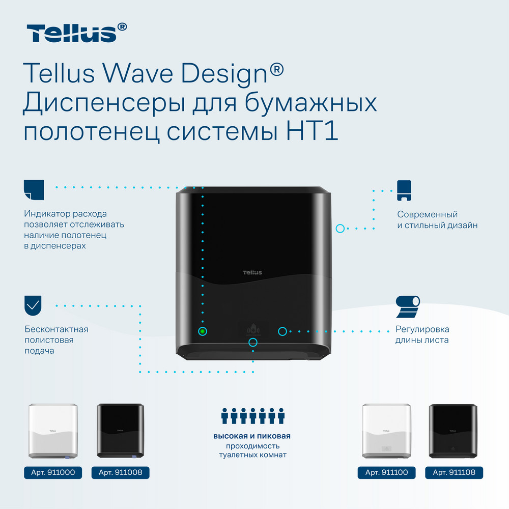 Tellus Matic Solution® диспенсер для полотенец в рулонах с сенсором, черный