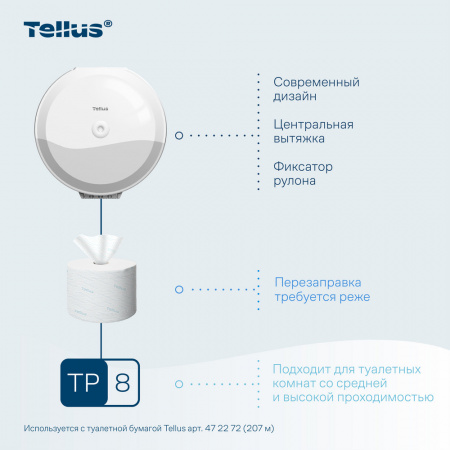 Tellus SmartChoice® диспенсер для туалетной бумаги в рулонах с центральной вытяжкой, белый