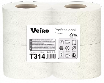 Бумага туалетная Veiro Professional Premium 2сл 160л белый 4рул в уп (12упак в коробке)