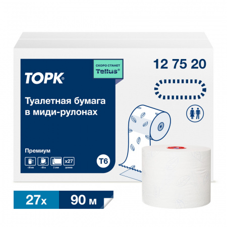 Торк туалетная бумага в миди-рулонах мягкая белый 2сл 90м 27шт
