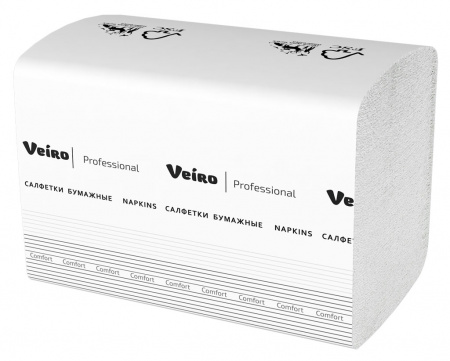 Салфетки Veiro Professional Comfort 2сл V-сложения 220л белый (15уп в коробе)