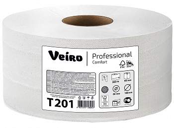 Бумага туалетная Veiro Professional Comfort 1сл 180м белый (12рул в коробе)