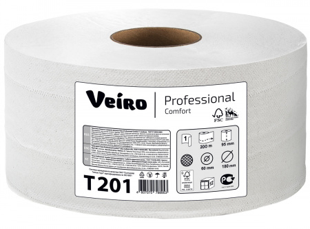 Бумага туалетная Veiro Professional Comfort 1сл 180м белый (12рул в коробе)