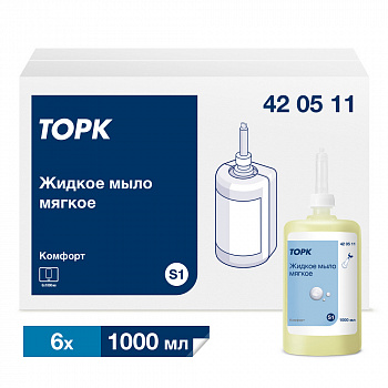 Мыло жидкое мягкое Tорк  S1 1л д/рук мягкое/6