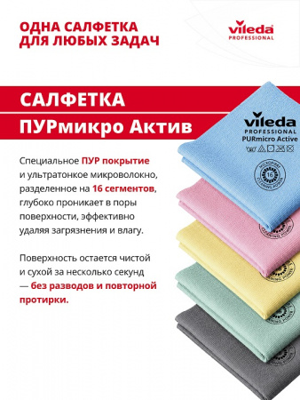 Салфетка ПУРмикроАктив 35*38 голубой