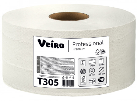 Бумага туалетная Veiro Professional Premium 2сл 170м белый (12рул в упаковке)