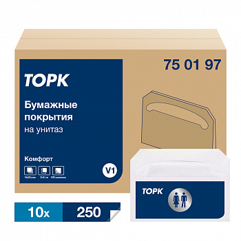 Покрытия на унитаз Торк Комфорт V1 250л бумажные белые/10