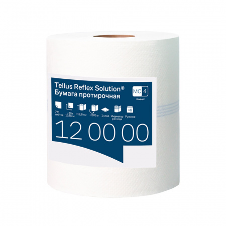 Tellus Reflex Solution Бумага протирочная с центр вытяжкой белый 771л 1сл 6шт
