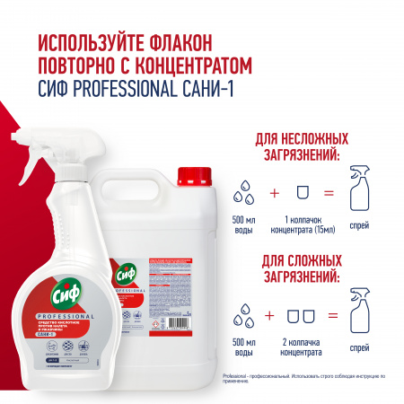 СИФ PROFESSIONAL САНИ-1 КИСЛОТНОЕ СРЕДСТВО МОЮЩЕЕ ПРОТИВ РЖАВЧИНЫ И НАЛЁТА СПРЕЙ 12Х500МЛ